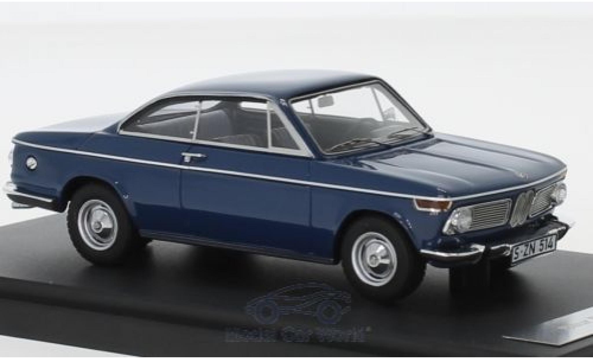 Bmw 1600 1/43 Matrix -2 Baur Coupe blauw 1967 modelauto