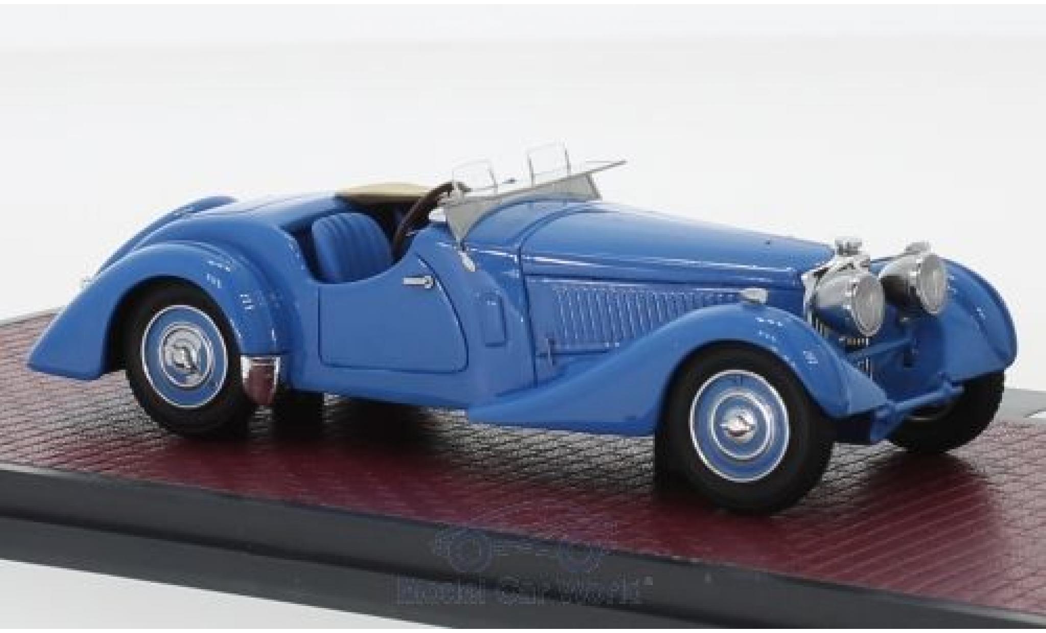 Bugatti 57 1/43 Matrix Type S Corsica Roadster blauw RHD 1937 Malcolm Campbell #531 modelauto