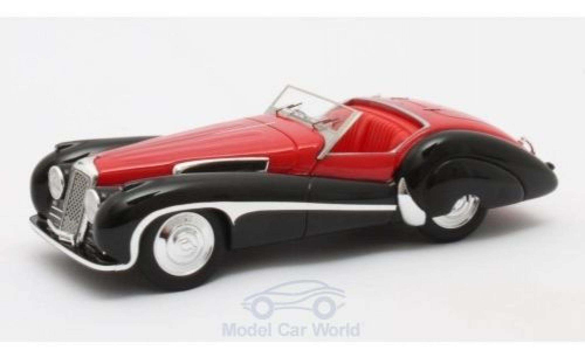 Jaguar SS 1/43 Matrix 100 rood/zwart 1939 Roadster Vanden Plas modelauto