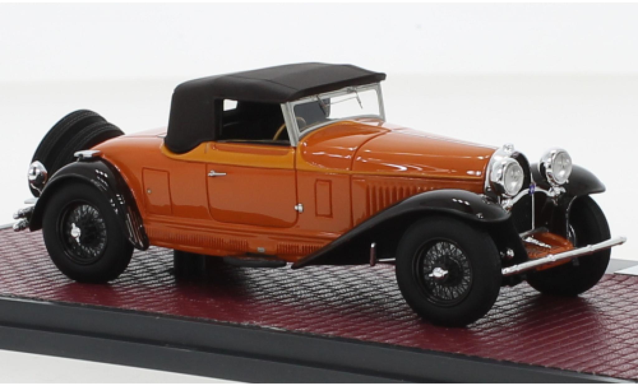 Bugatti 46 1/43 Matrix Type Cabriolet de Villars oranje/bruin RHD 1930 modelauto