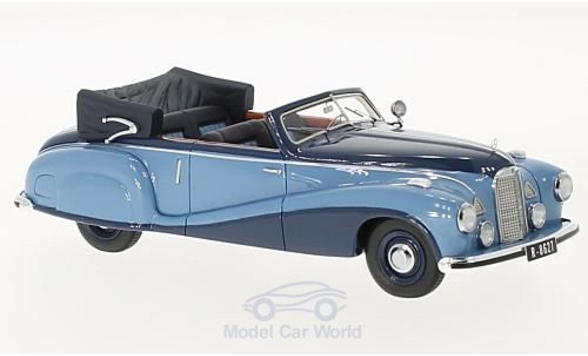 Mercedes 320 1/43 Matrix A (W142) Spezial Cabriolet Open blauw/blauw 1948 Tan Tjoan Keng modelauto