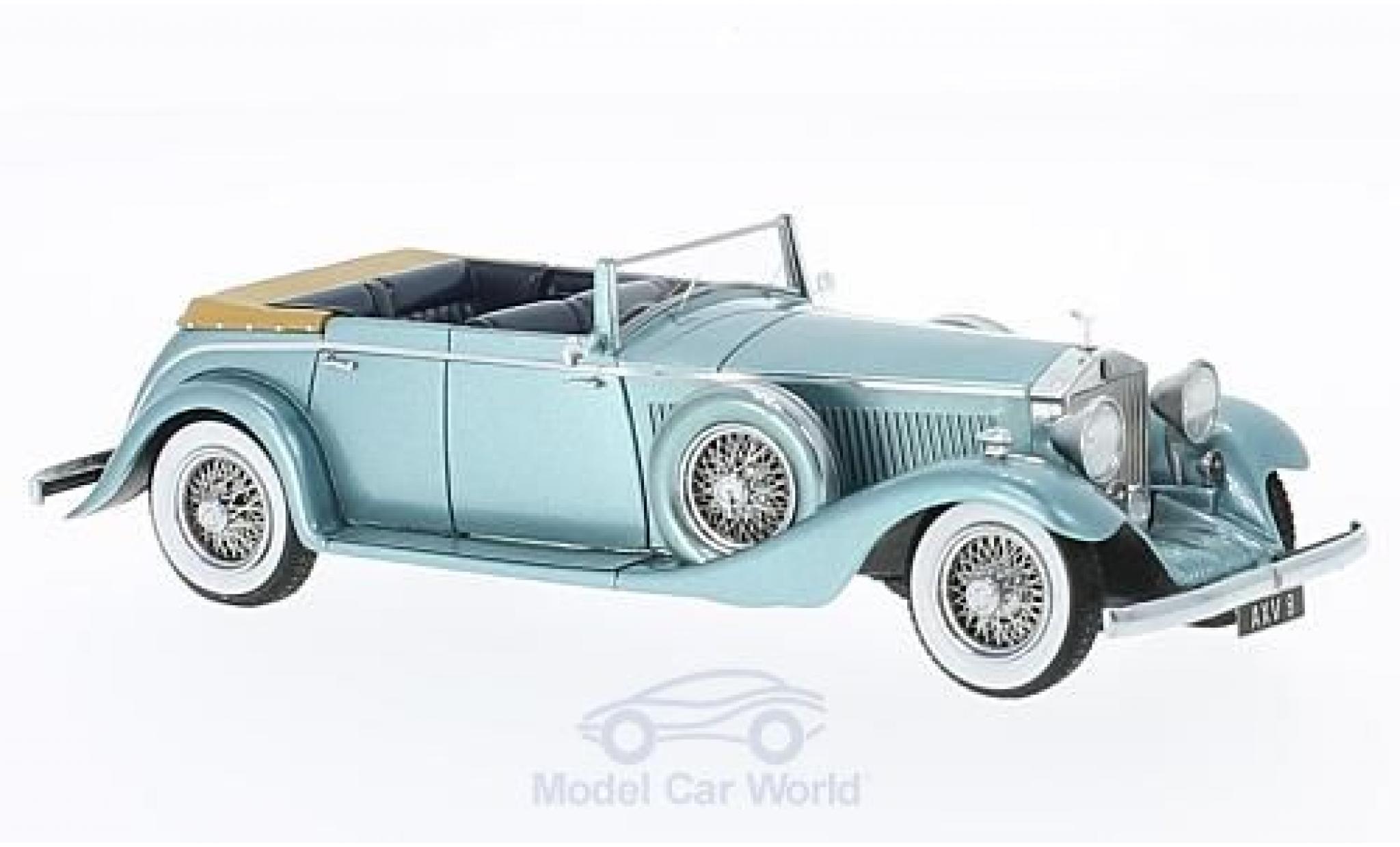 Rolls Royce Phantom 1/43 Matrix II Continental All-Weather Tourer metallic blauw 1934 Nubar Gulbenkian Hooper #7RY modelauto
