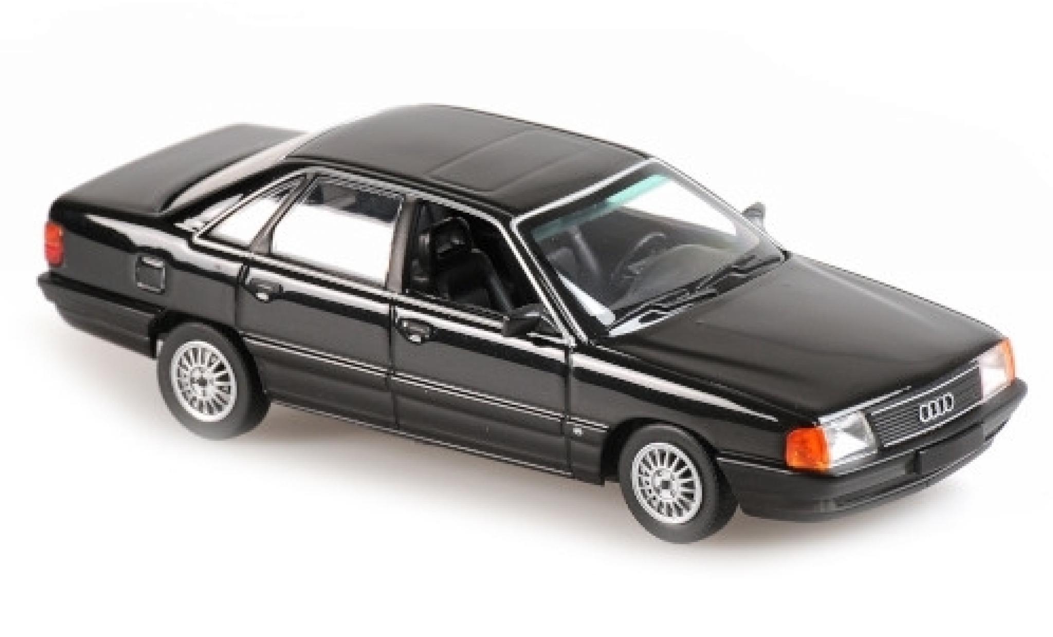 Audi 100 1/43 Maxichamps metallic zwart 1990 modelauto