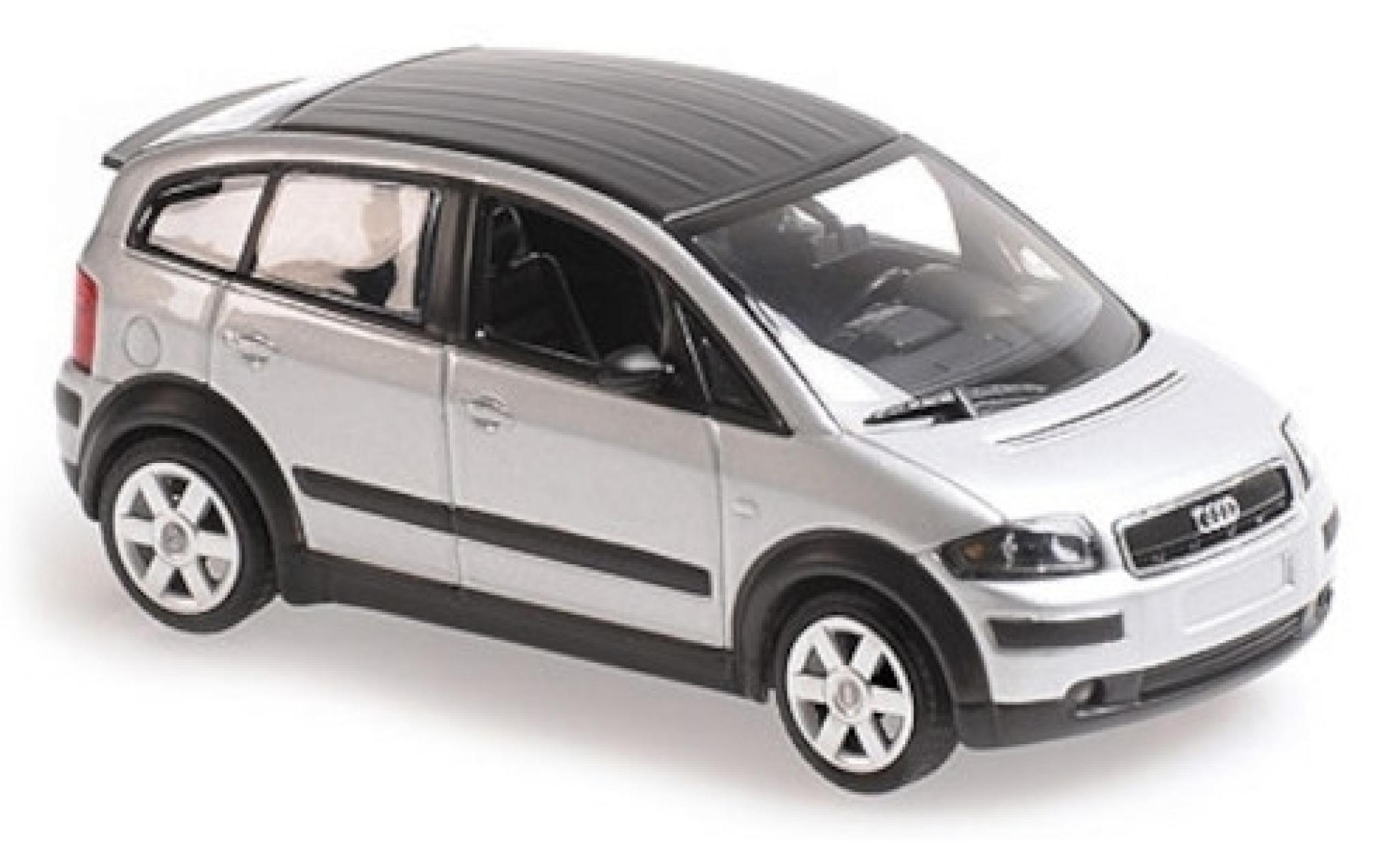 Audi A2 1/43 Maxichamps grijs/matt-zwart 2000 modelauto