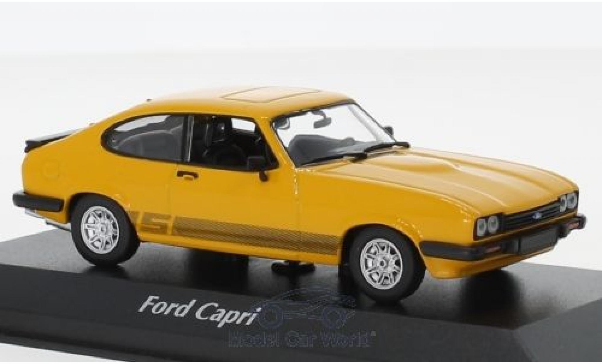 Ford Capri 1/43 Maxichamps MKIII 3.0 S geel 1982 modelauto