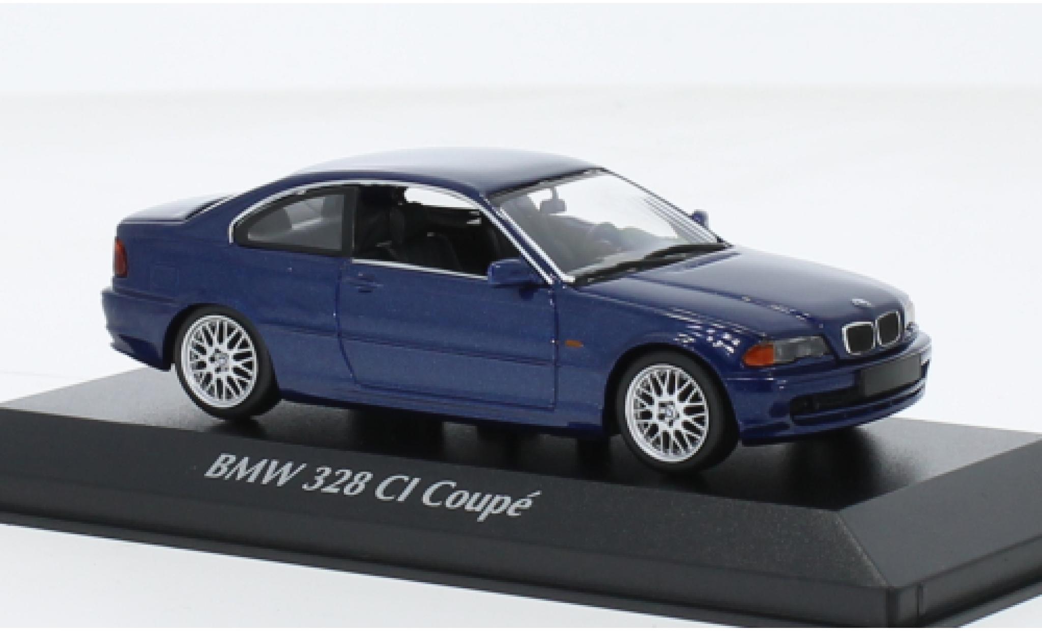 Bmw 328 1/43 Maxichamps CI (E46) metallic blauw 1999 modelauto