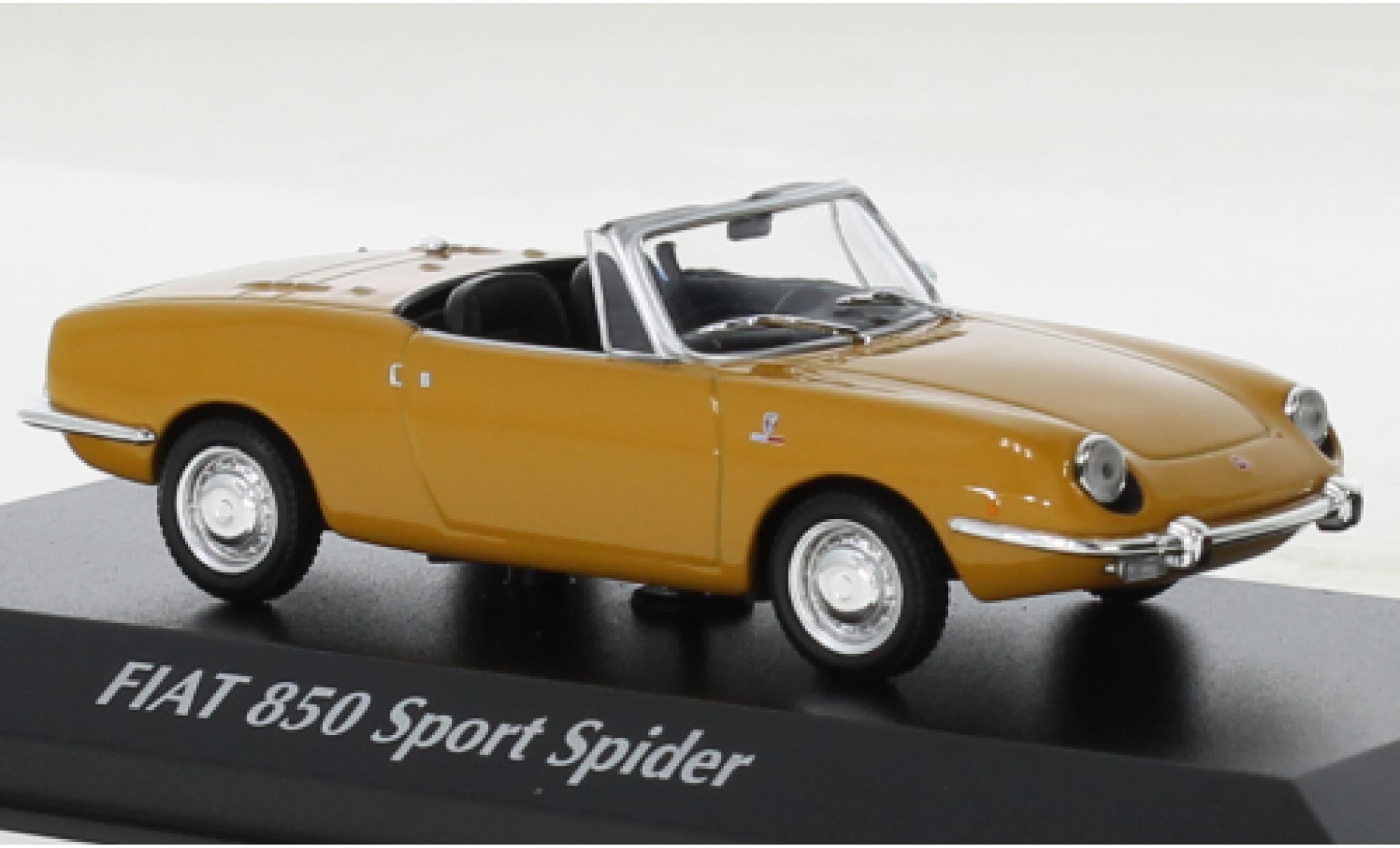 Fiat 850 1/43 Maxichamps Sport Spider metallic geel 1968 modelauto