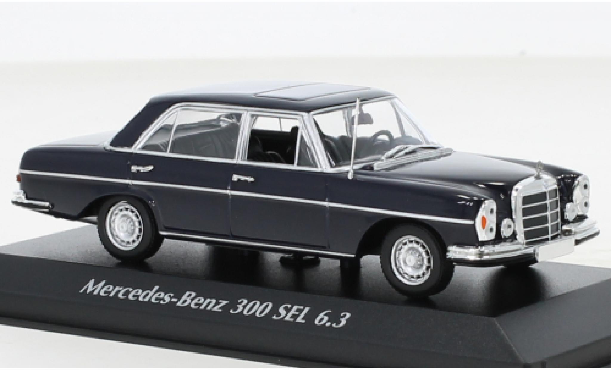 Mercedes 300 1/43 Maxichamps SEL 6.3 (W109) blauw fonc&eacute; 1968 modelauto