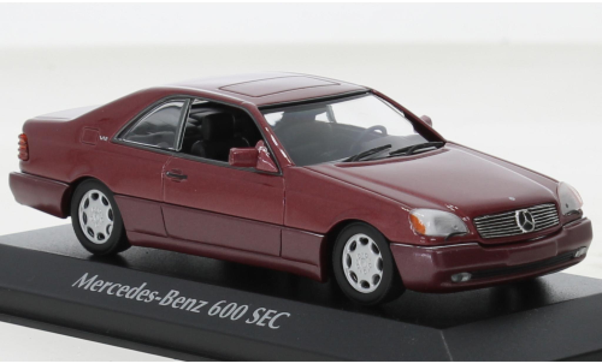 Mercedes 600 1/43 Maxichamps SEC (C140) metallic rood 1992 modelauto