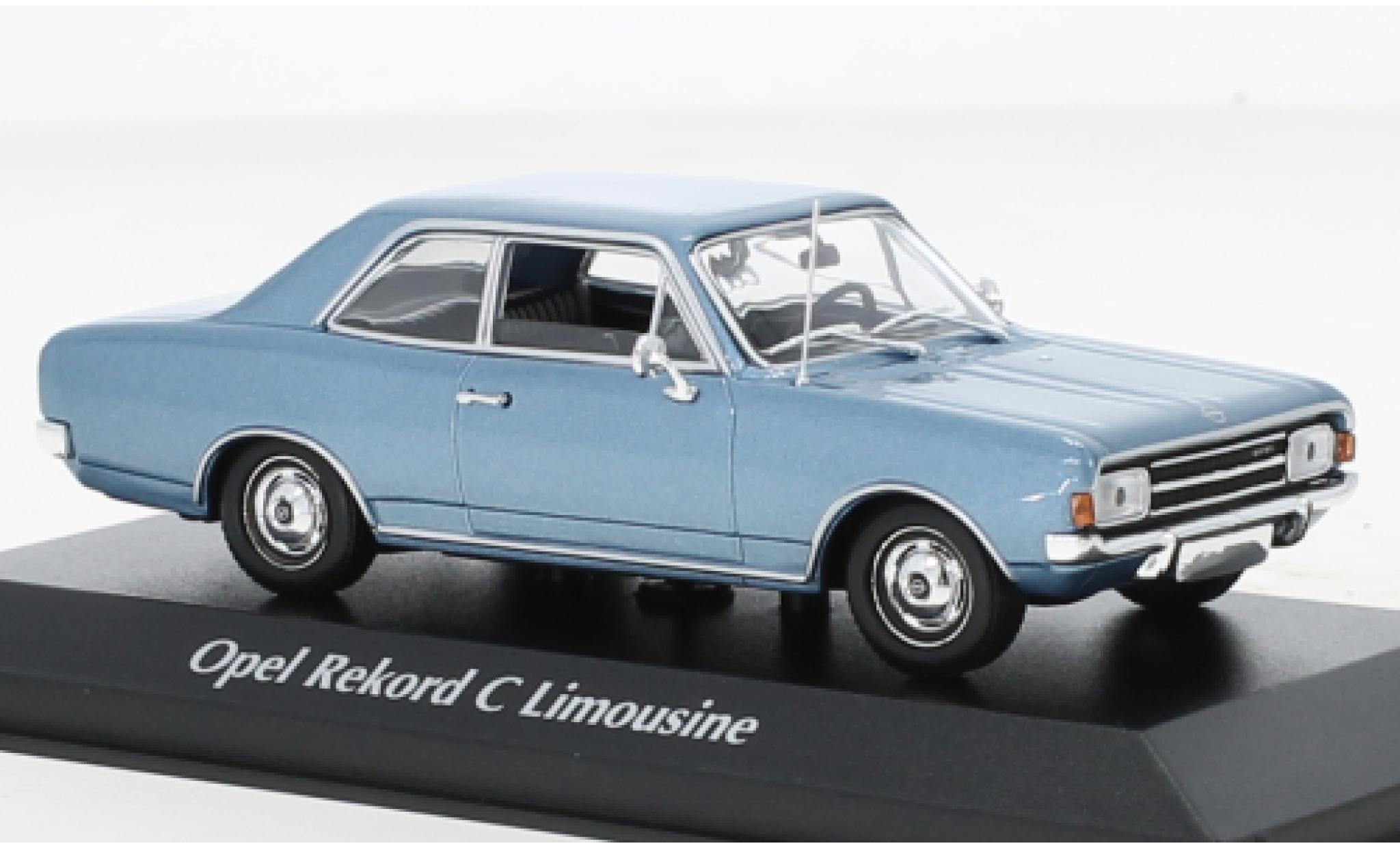 Opel Rekord 1/43 Maxichamps C metallic blauw 1966 modelauto