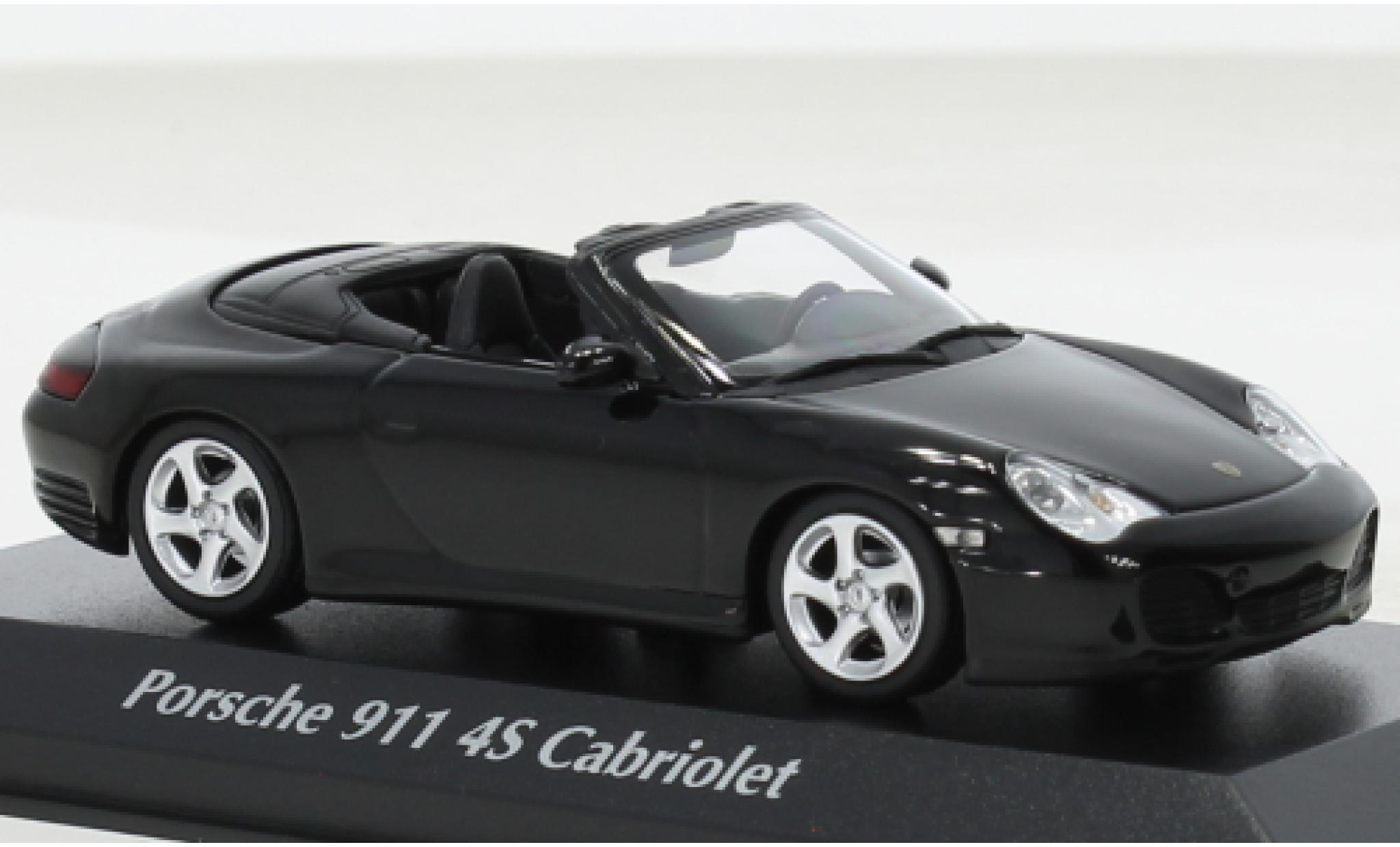 Porsche 996 4S 1/43 Maxichamps 911 cabriolet zwart 2003 modelauto