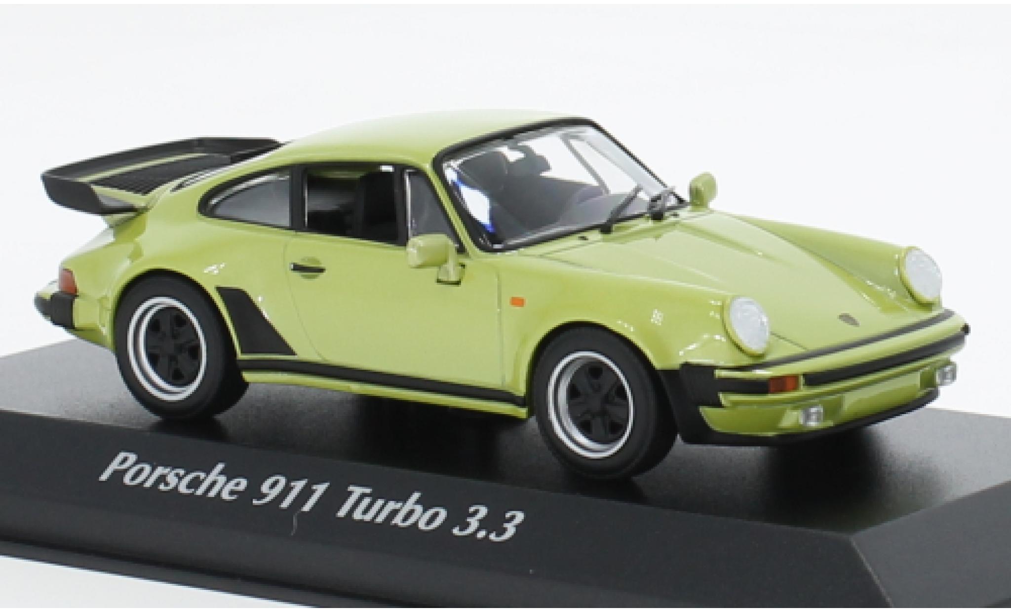 Porsche 930 Turbo 1/43 Maxichamps 911  3.3 metallic la chaux 1977 modelauto