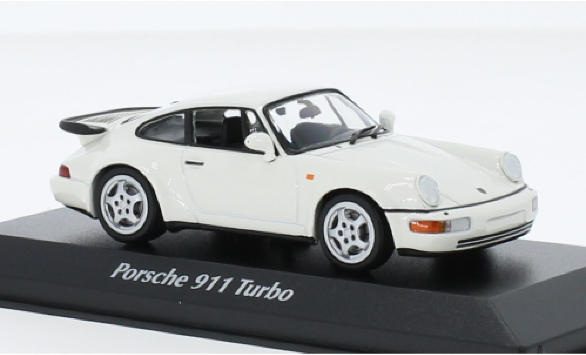 Porsche 964 Turbo 1/43 Maxichamps 911  wit 1990 modelauto