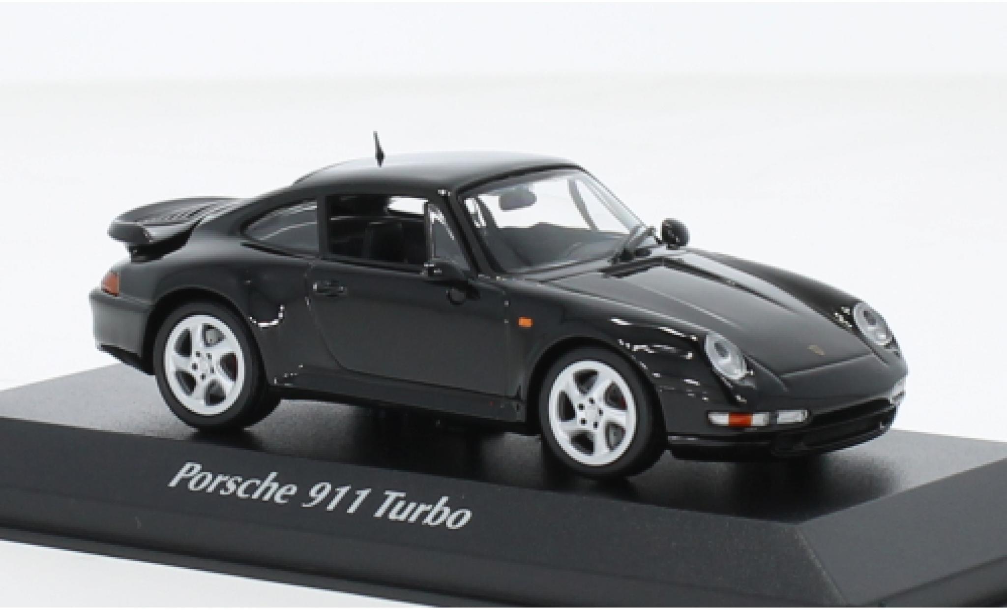 Porsche 993 Turbo S 1/43 Maxichamps 911  zwart 1995 modelauto