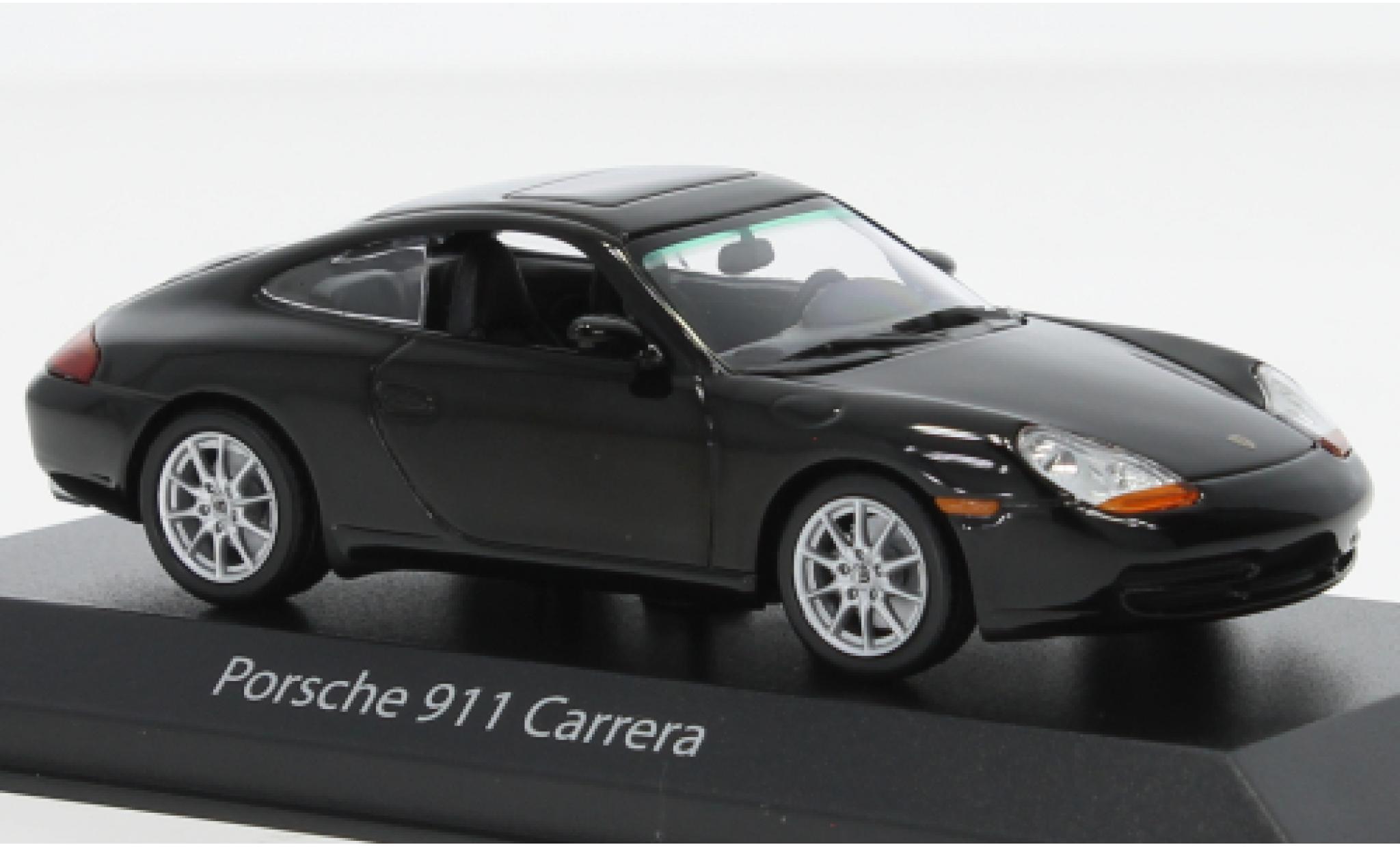 Porsche 996 1/43 Maxichamps 911  metallic zwart 1998 modelauto