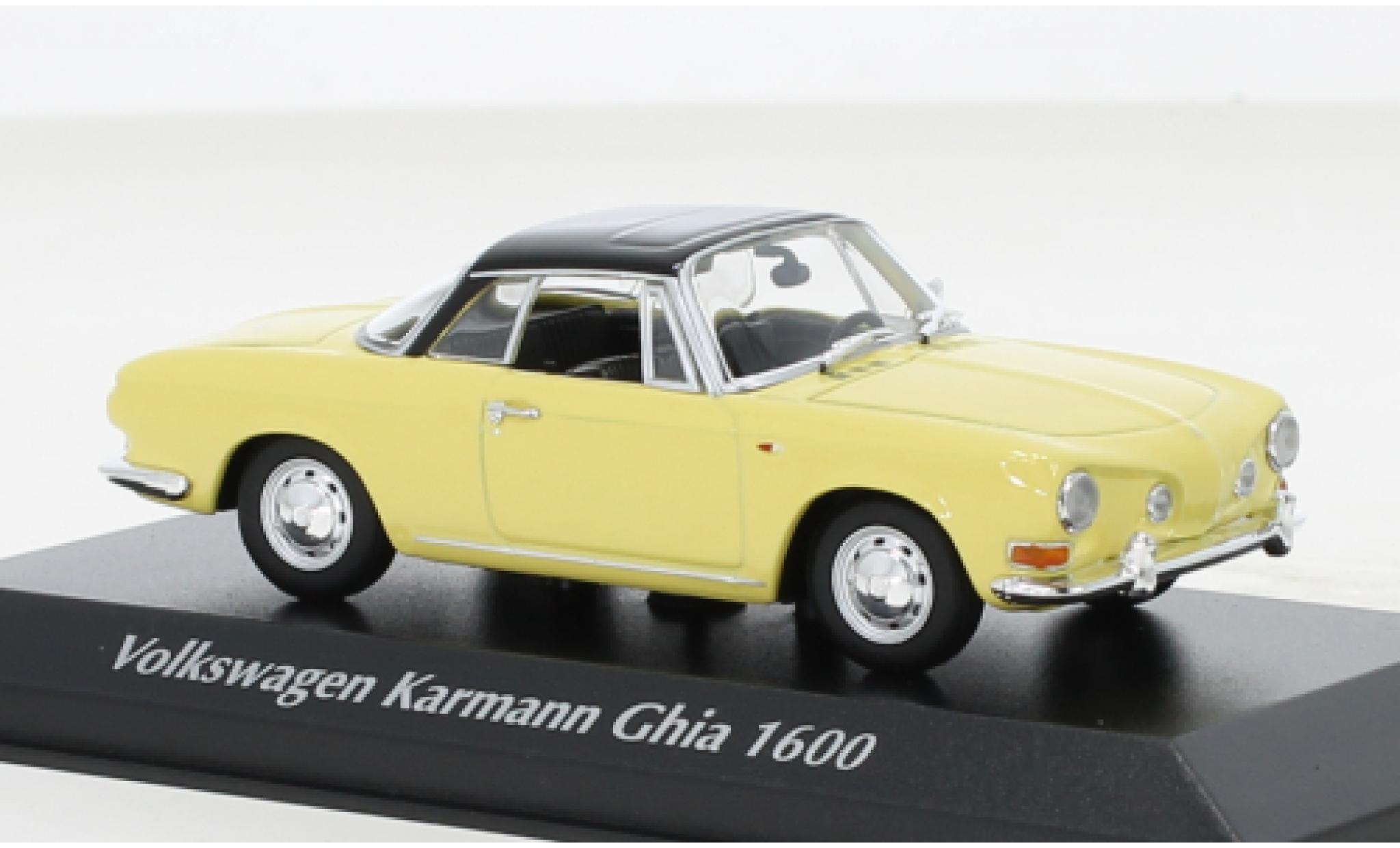 Volkswagen Karmann 1/43 Maxichamps Ghia 1600 geel/zwart 1966 modelauto
