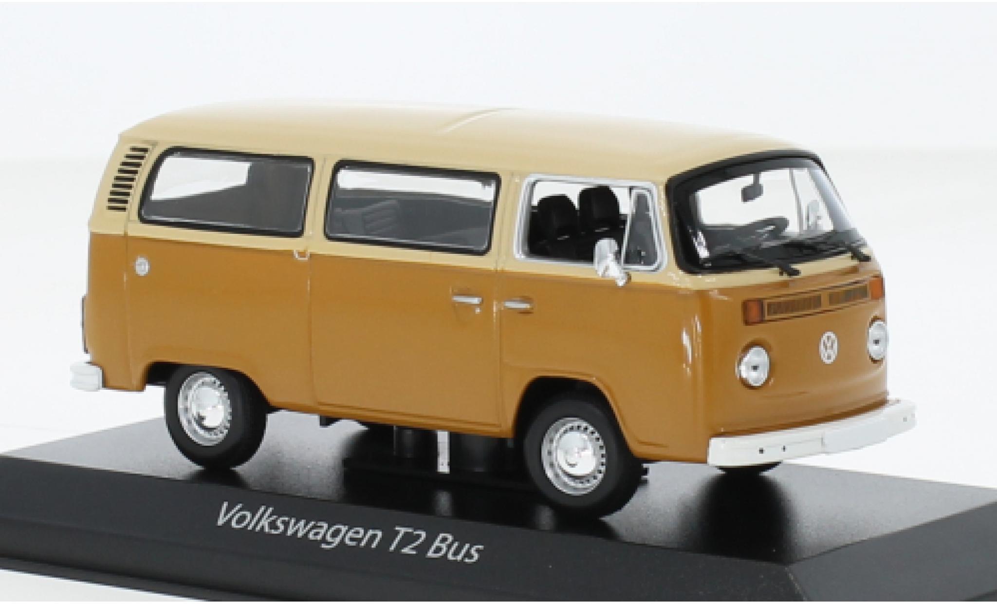 Volkswagen T2 1/43 Maxichamps bus beige/brun 1972 modelauto