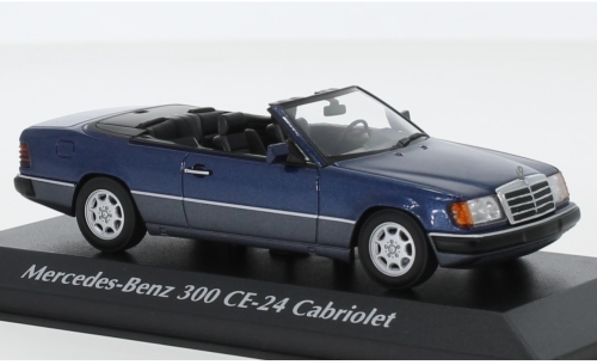 Mercedes 300 1/43 Maxichamps CE-24 Cabriolet (A124) metallic blauw 1991 modelauto