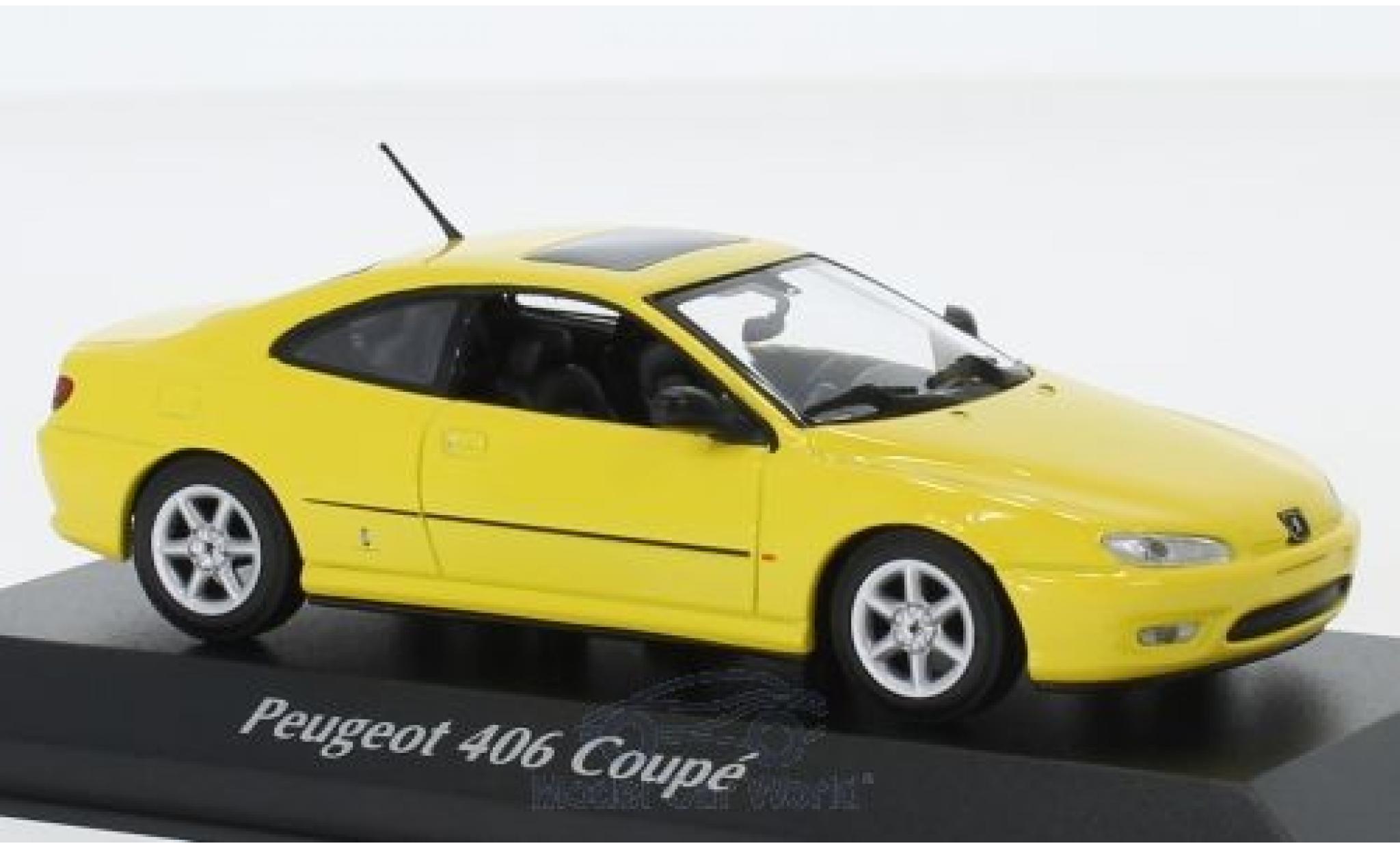 Peugeot 406 1/43 Maxichamps Coupe geel 1997 modelauto