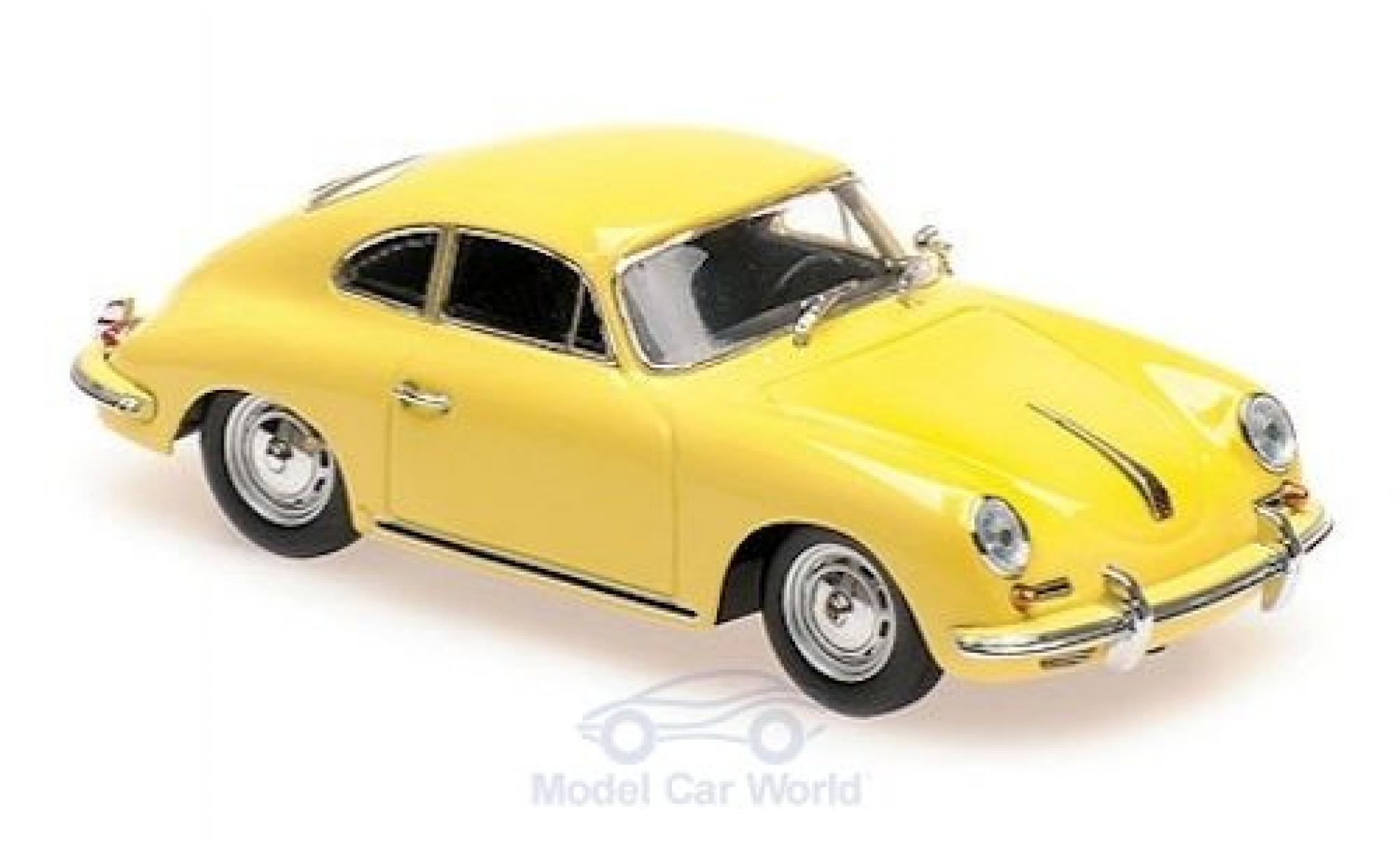 Porsche 356 1/43 Maxichamps B Coupe geel 1961 modelauto