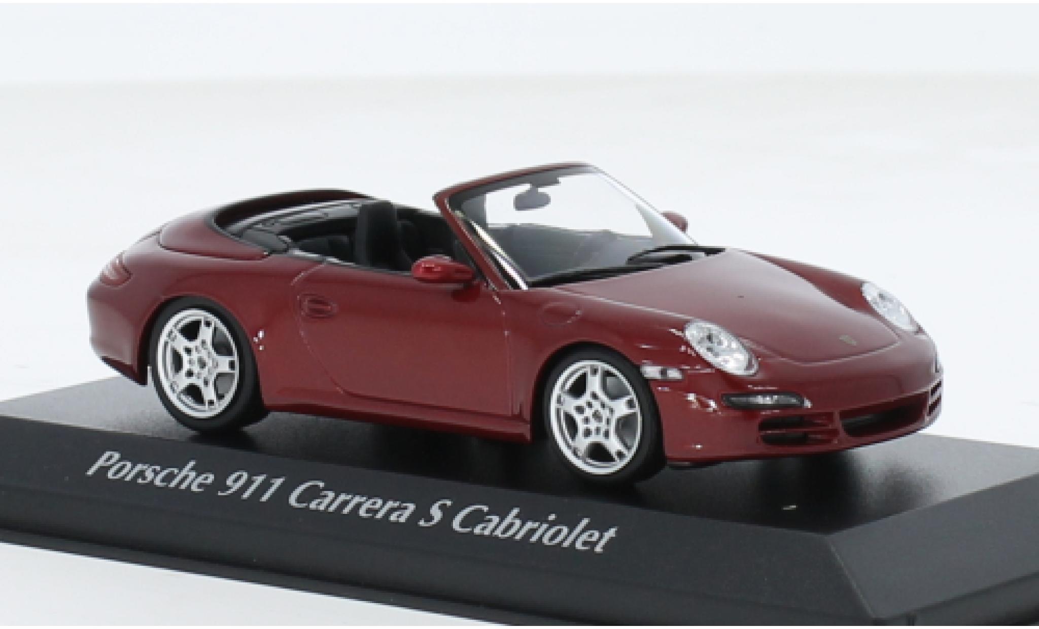 Porsche 997 S 1/43 Maxichamps 911  Carrera Cabriolet metallic rood 2005 1:43 modelauto