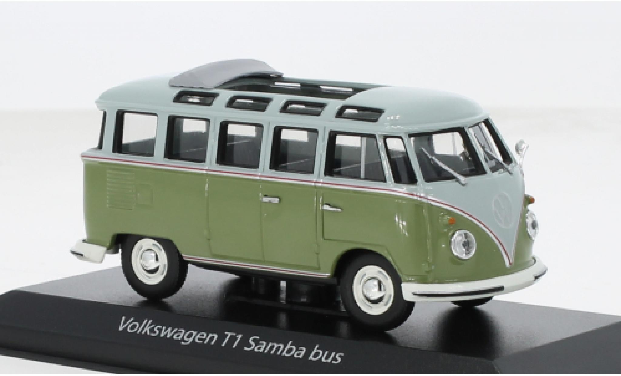 Volkswagen T1 1/43 Maxichamps Samba grijs/groen 1961 1:43 modelauto