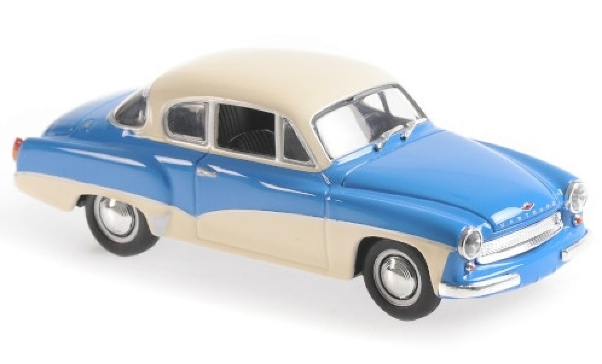 Wartburg 311 1/43 Maxichamps Coupe blauw/wit 1958 modelauto