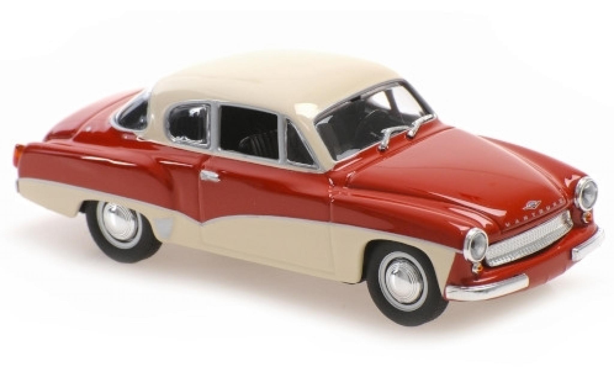Wartburg 311 1/43 Maxichamps Coupe rood/wit 1958 modelauto