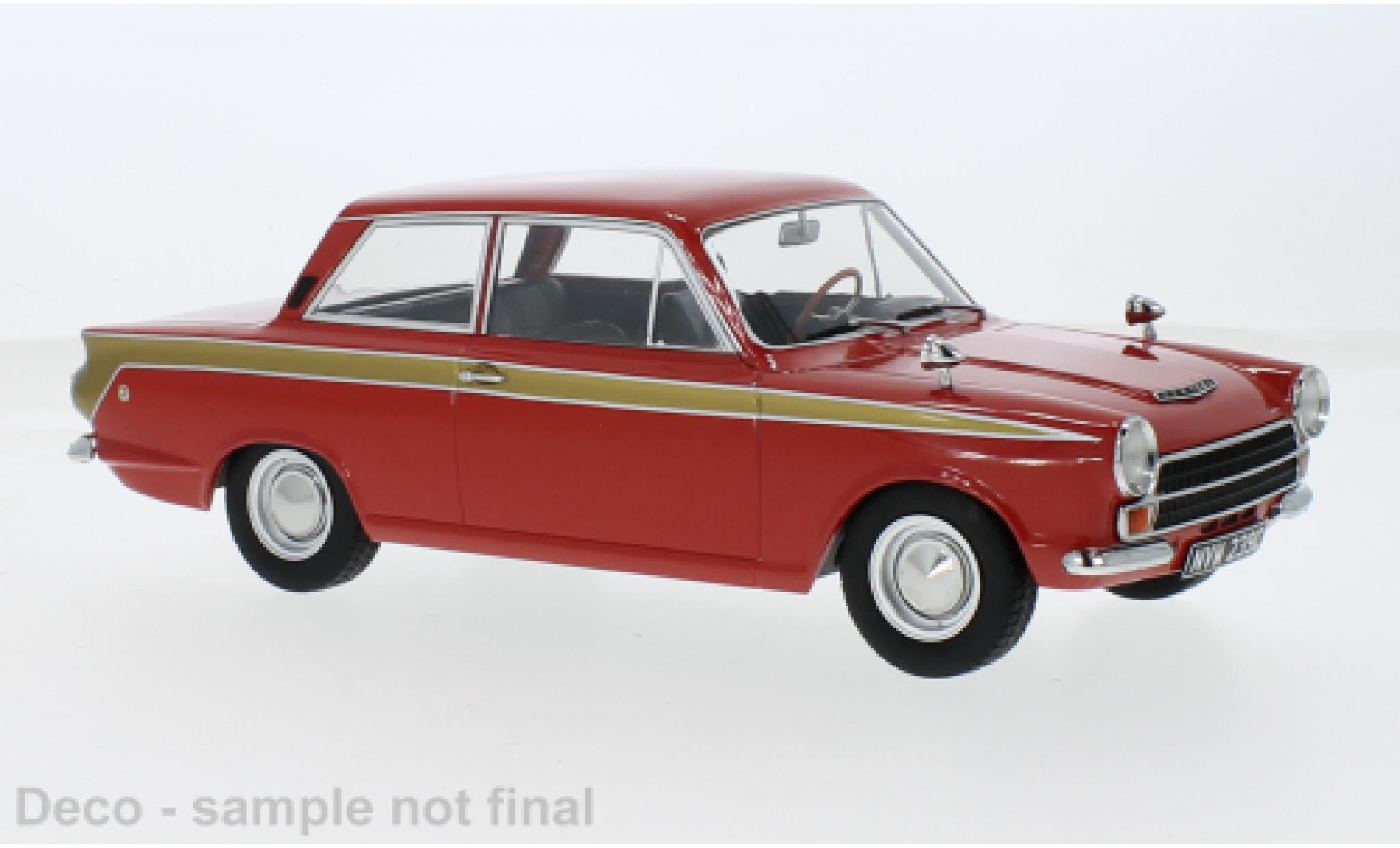 Lotus Cortina 1/18 MCG Ford MK I rood/gold 1966 1:18 modelauto