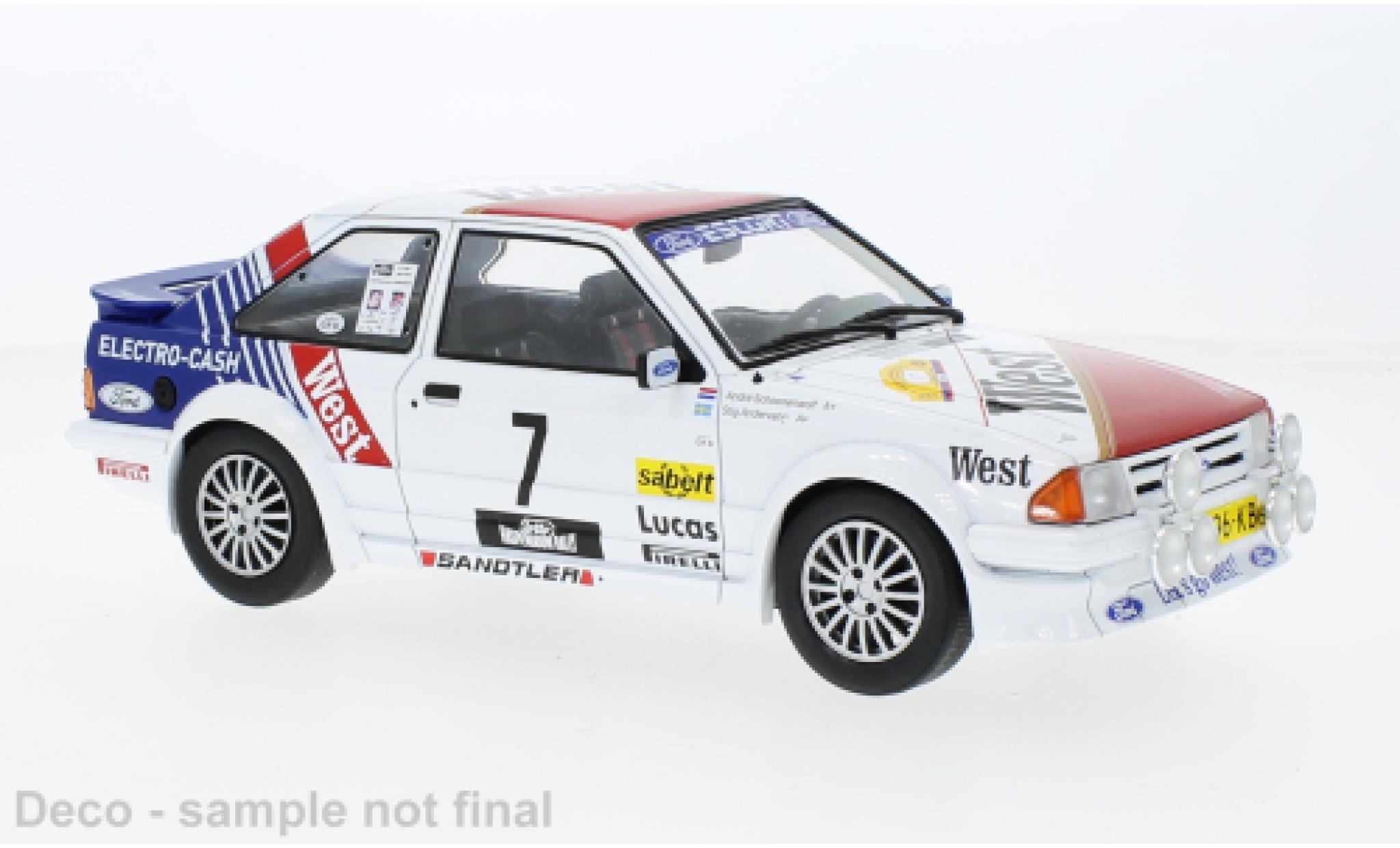 Ford Escort 1/18 MCG MK III RS Turbo No.7 Haspengouw rally 1985 modelauto