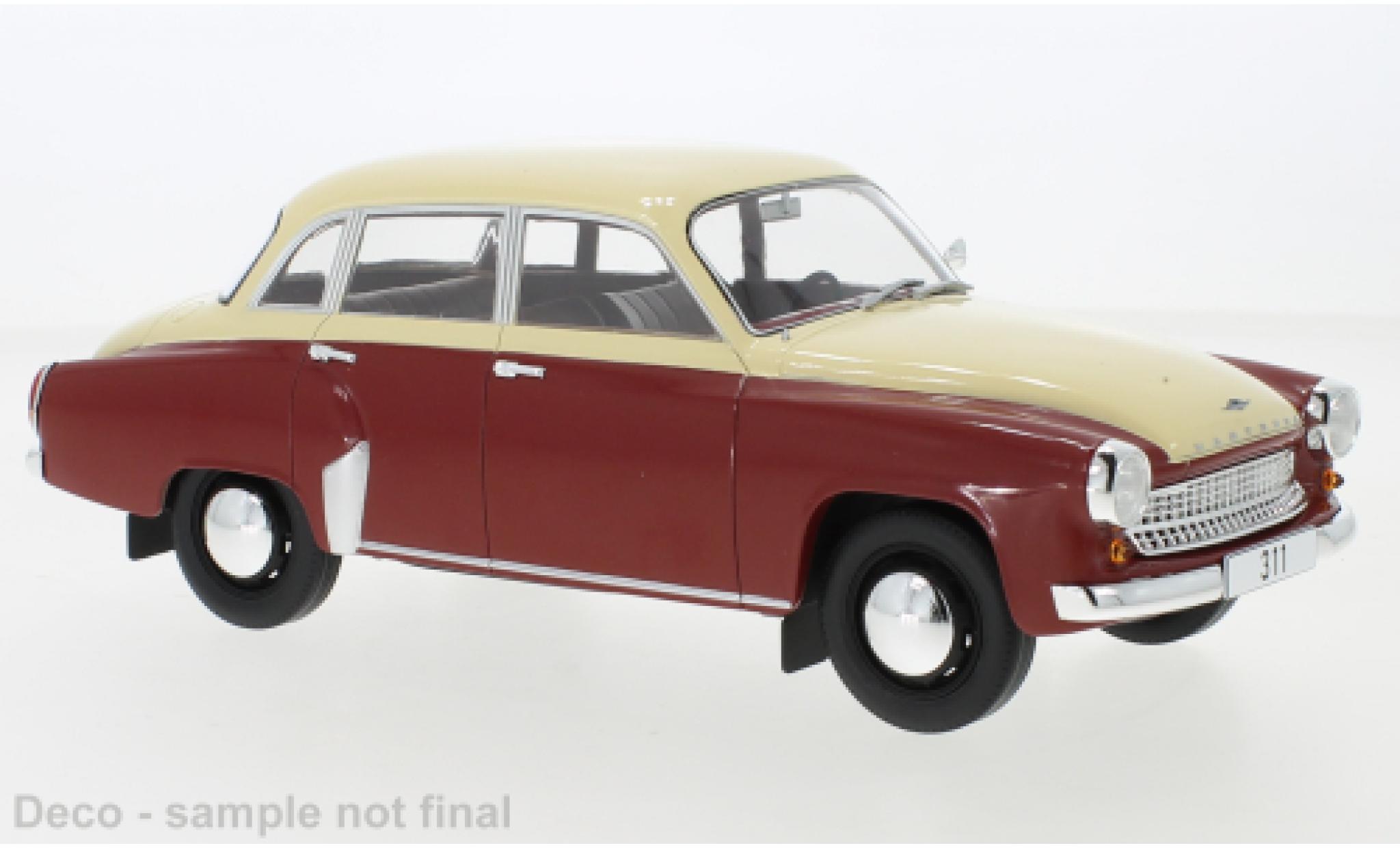 Wartburg 311 1/18 MCG rood/beige 1959 modelauto