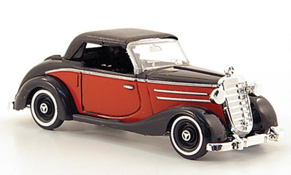 Mercedes 170 1/87 Busch S Cabrio rood/zwart geschlossen 1949 modelauto