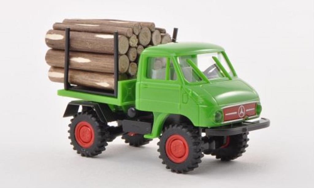 Mercedes Unimog 1/87 Brekina 411 grun mit Holzladung modelauto