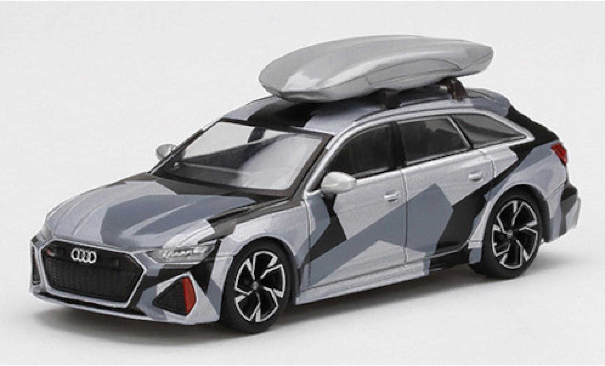 Audi RS6 1/64 Mini GT Avant grijs/Dekor mit Dachbox modelauto