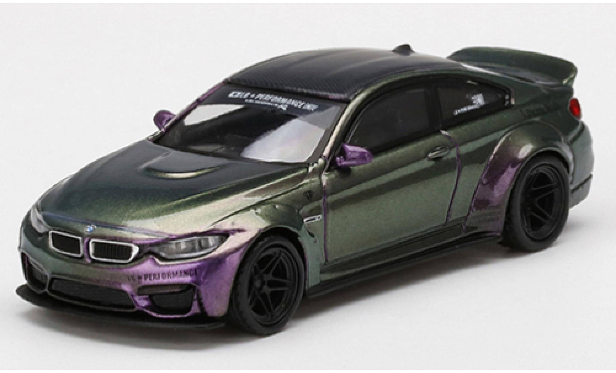Bmw M4 1/64 Mini GT (F82) LB Works metallic lila/metallic groen modelauto