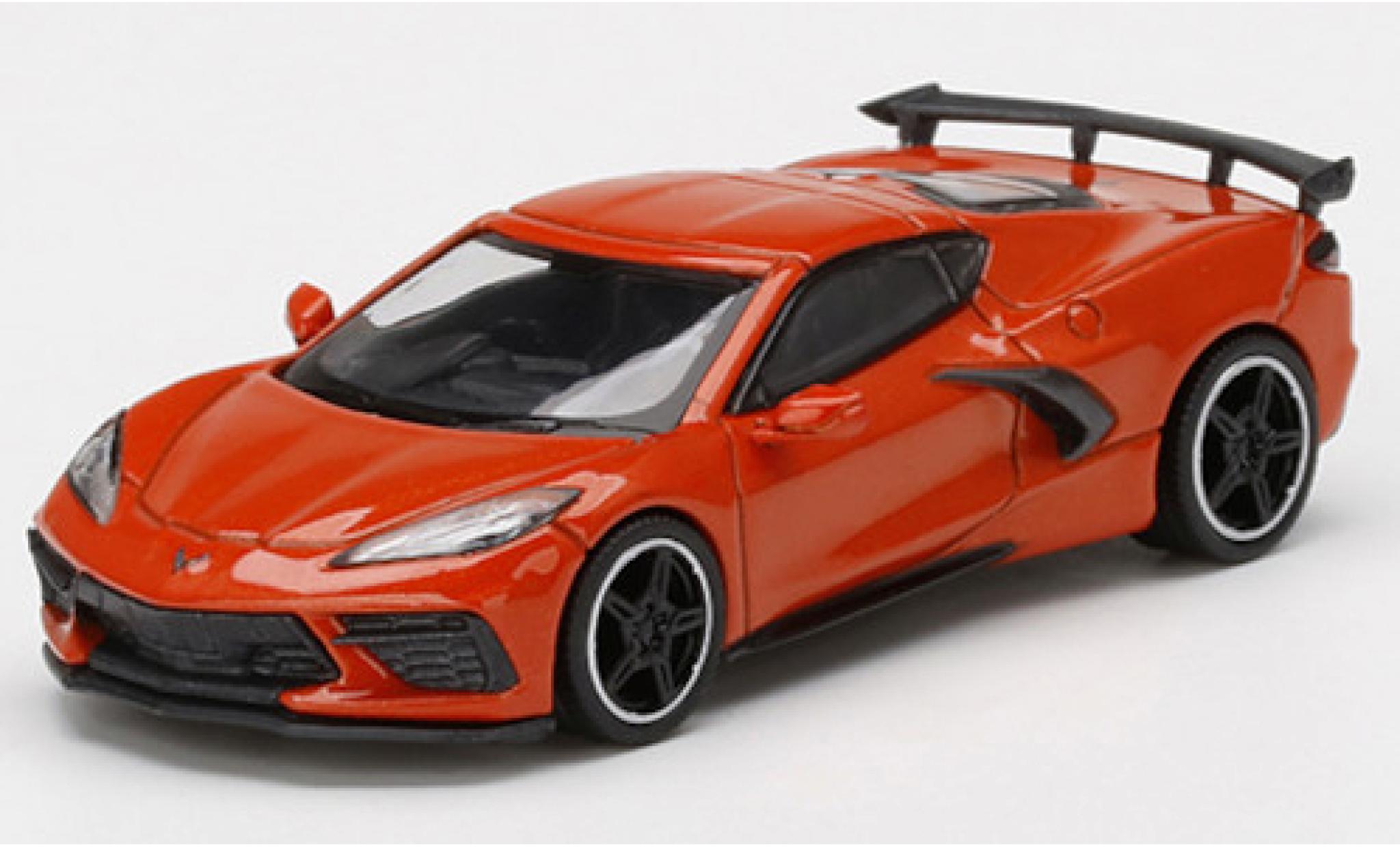 Chevrolet Corvette 1/64 Mini GT Stingray (C8) oranje modelauto