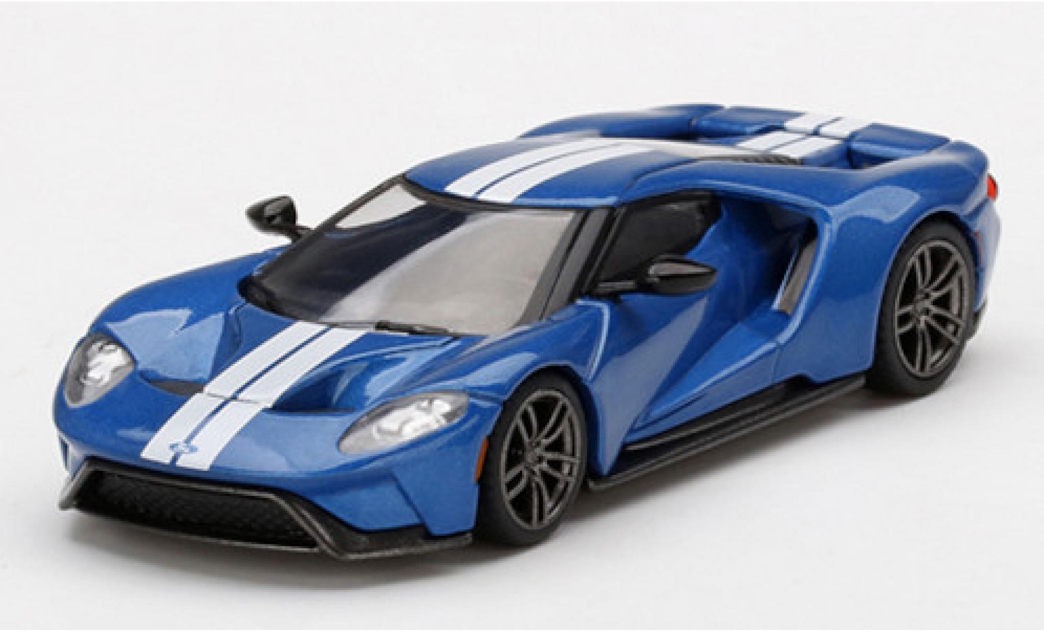 Ford GT 1/64 Mini GT metallic blauw modelauto