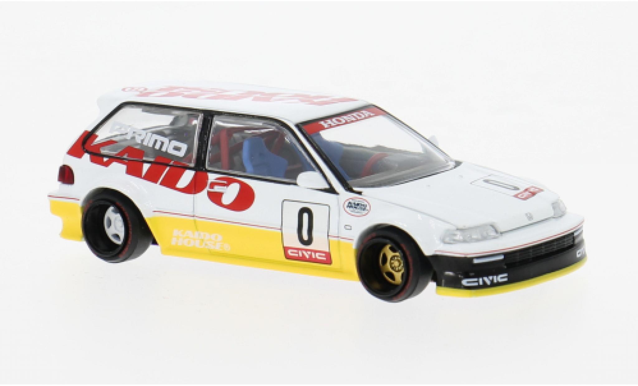 Honda Civic 1/64 Mini GT (EF) Kanjo V1 wit/geel 1:64 modelauto