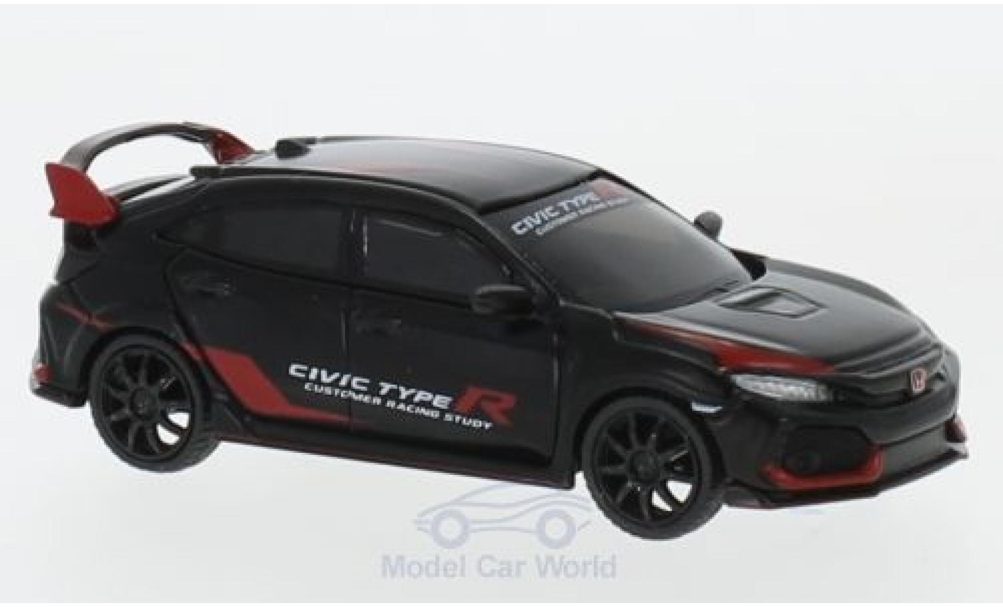 Honda Civic 1/64 Mini GT Type R (FK8) matt-zwart/rood Customer Racing Study modelauto