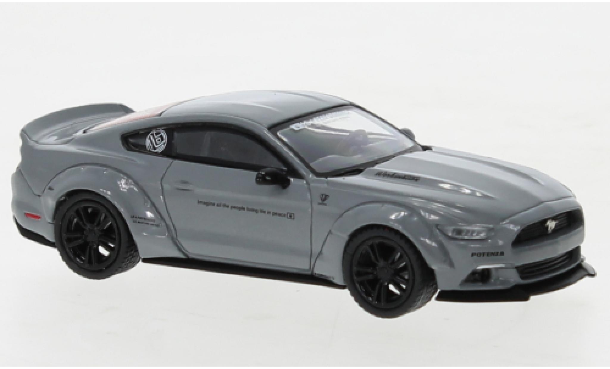 Ford Mustang 1/64 Mini GT GT LB-Works grijs modelauto