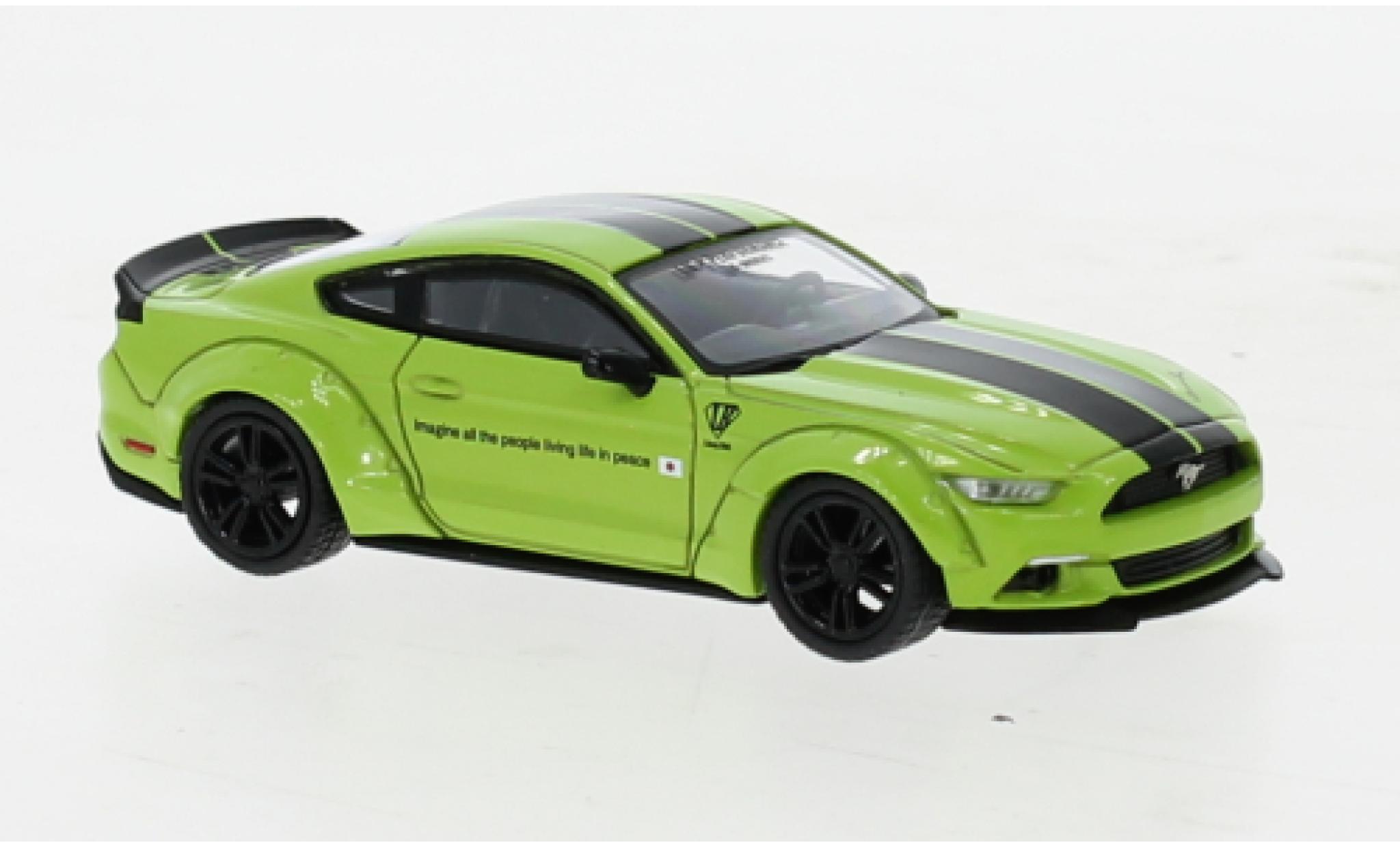 Ford Mustang 1/64 Mini GT LB Works groen modelauto