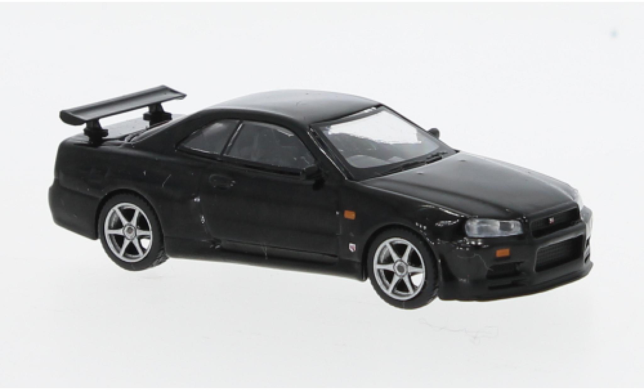 Nissan Skyline 1/64 Mini GT GT-R (R34) V-Spec metallic zwart modelauto