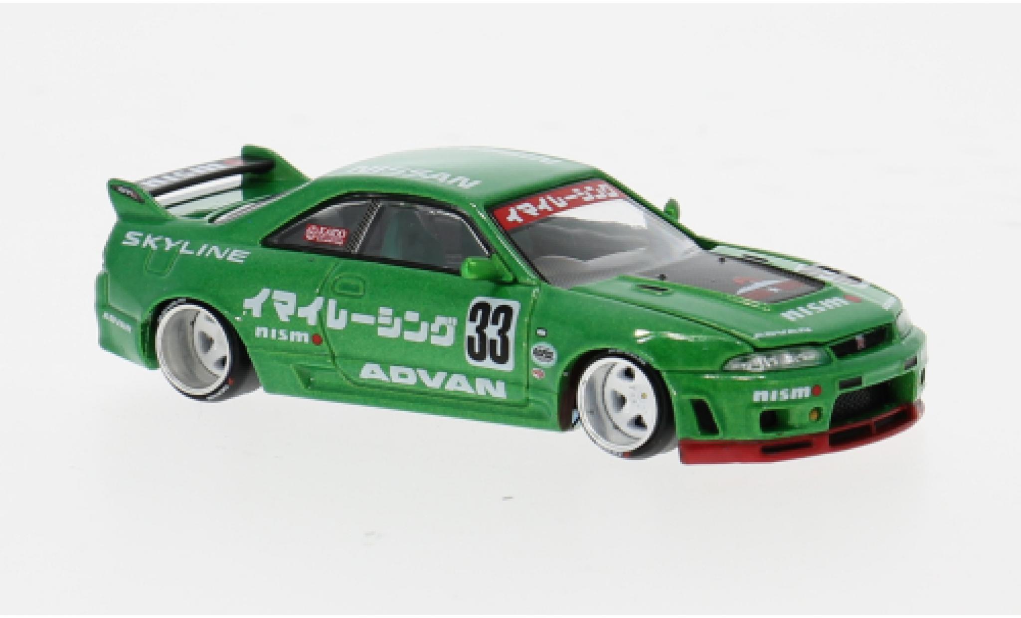 Nissan Skyline 1/64 Mini GT GT-R (R33) groen 1995 1:64 modelauto