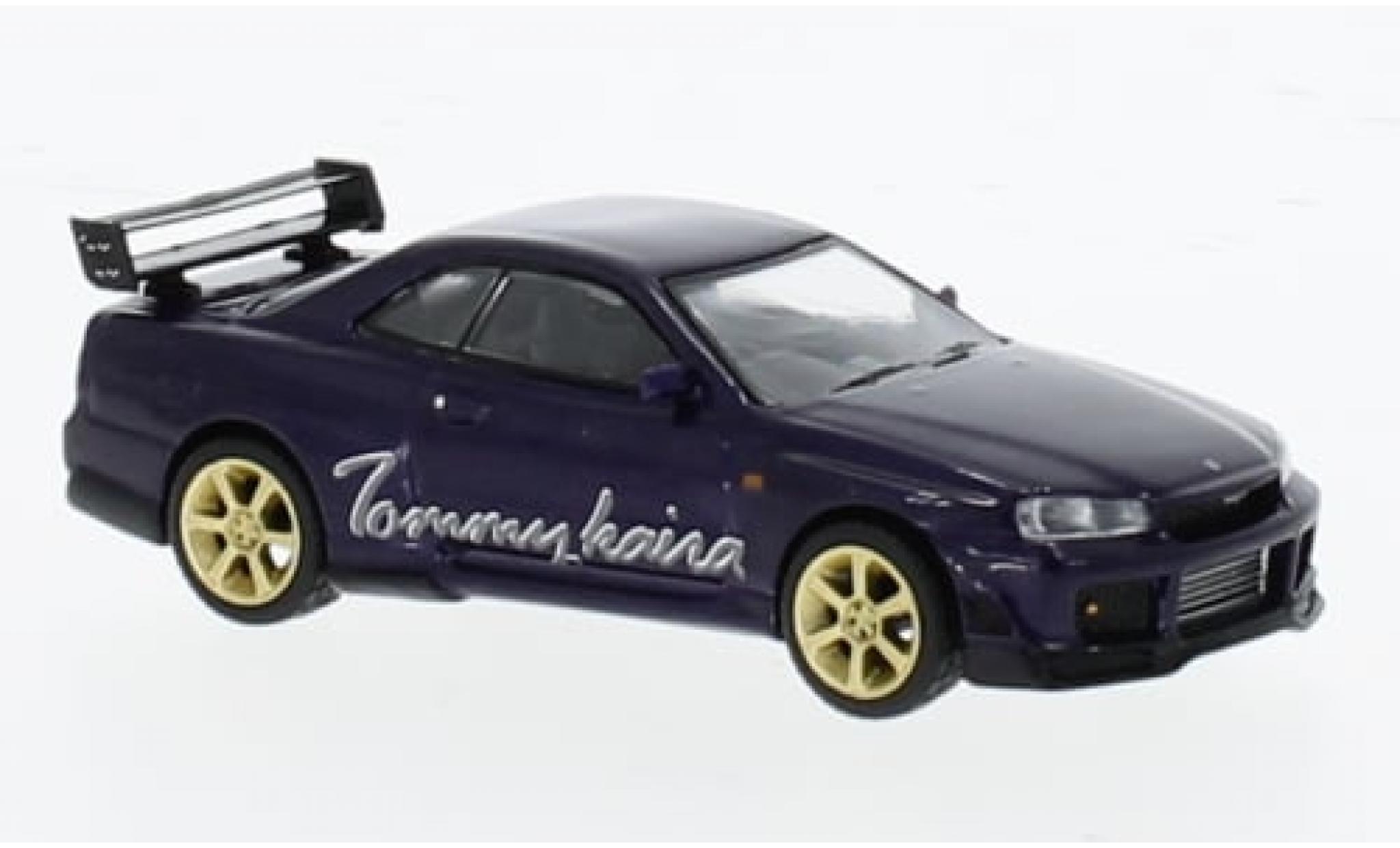 Nissan Skyline 1/64 Mini GT GT-R (R34) Tommykaira R-z metallic paars RHD 1:64 modelauto