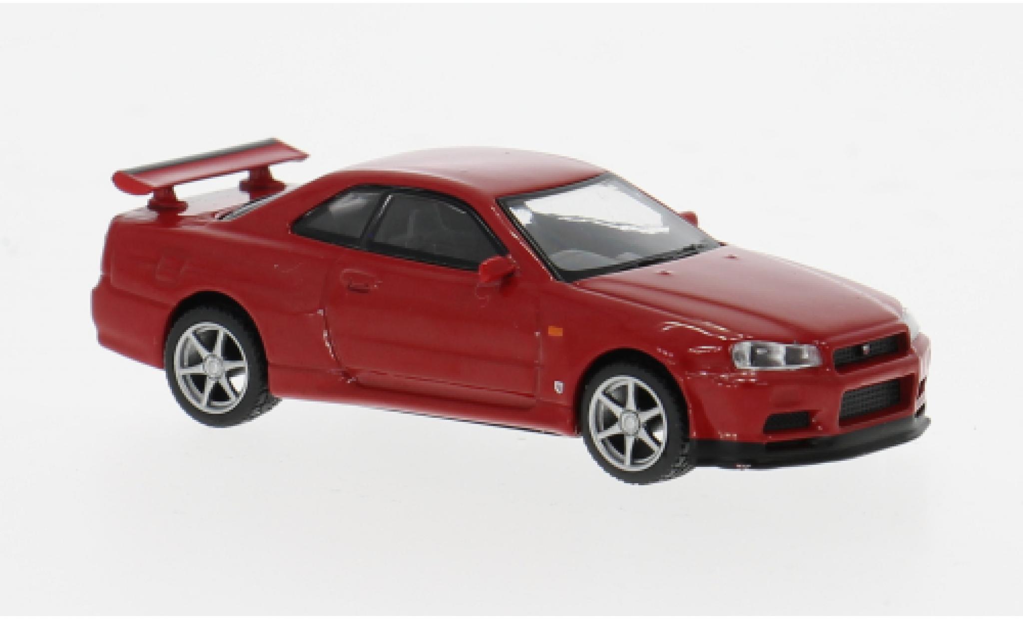 Nissan Skyline 1/64 Mini GT GT-R (R34) V-Spec rood 1999 1:64 modelauto