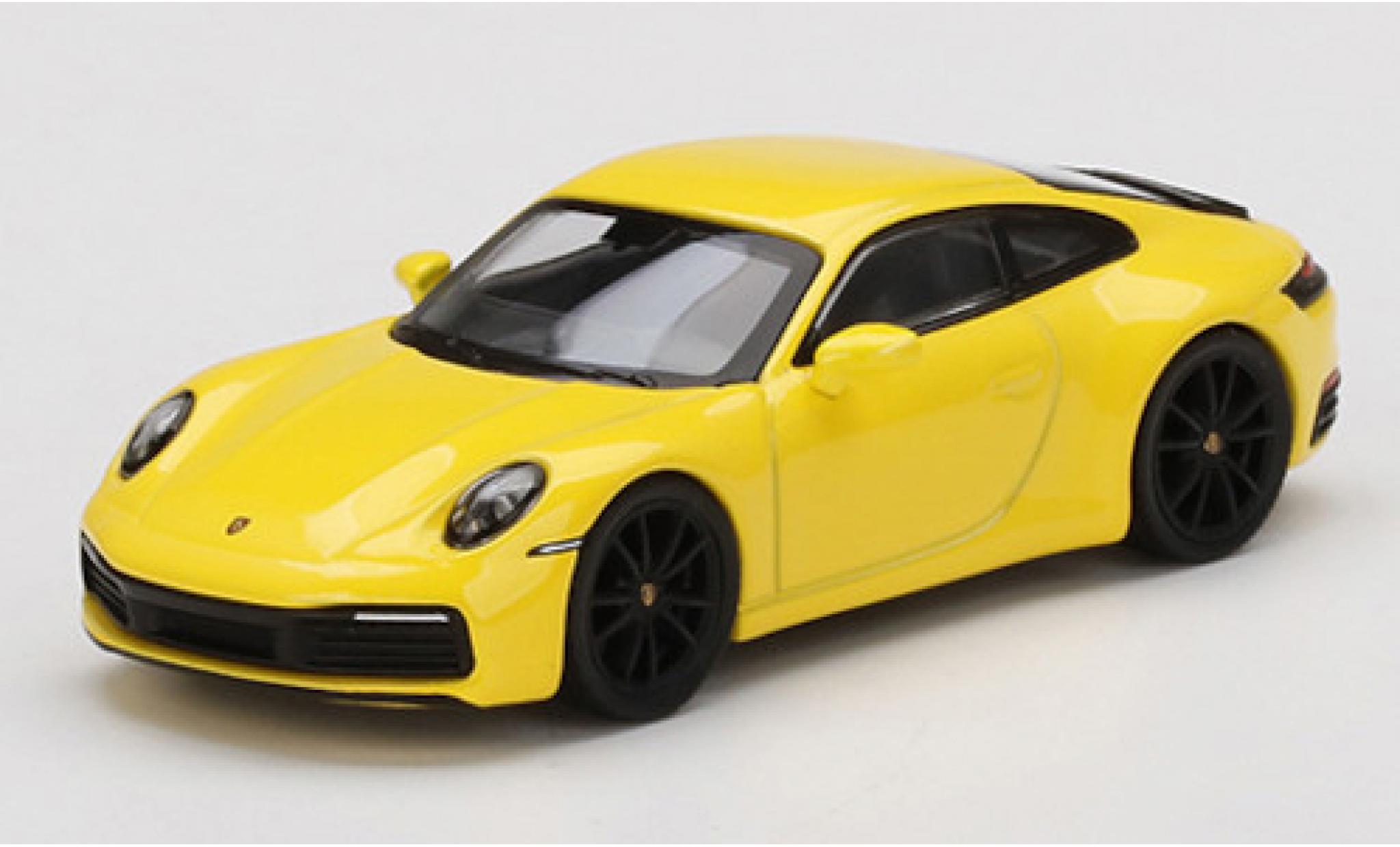 Porsche 992 4S 1/64 Mini GT 911 () Carrera 4S geel modelauto