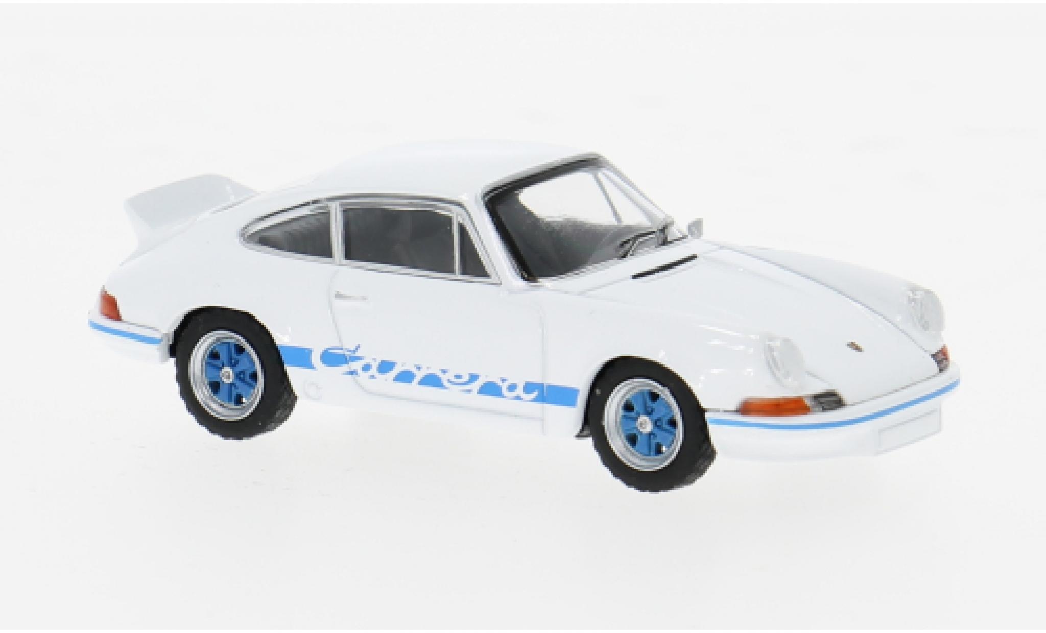 Porsche 911 1/64 Mini GT Carrera RS 2.7 wit/blauw 1:64 modelauto