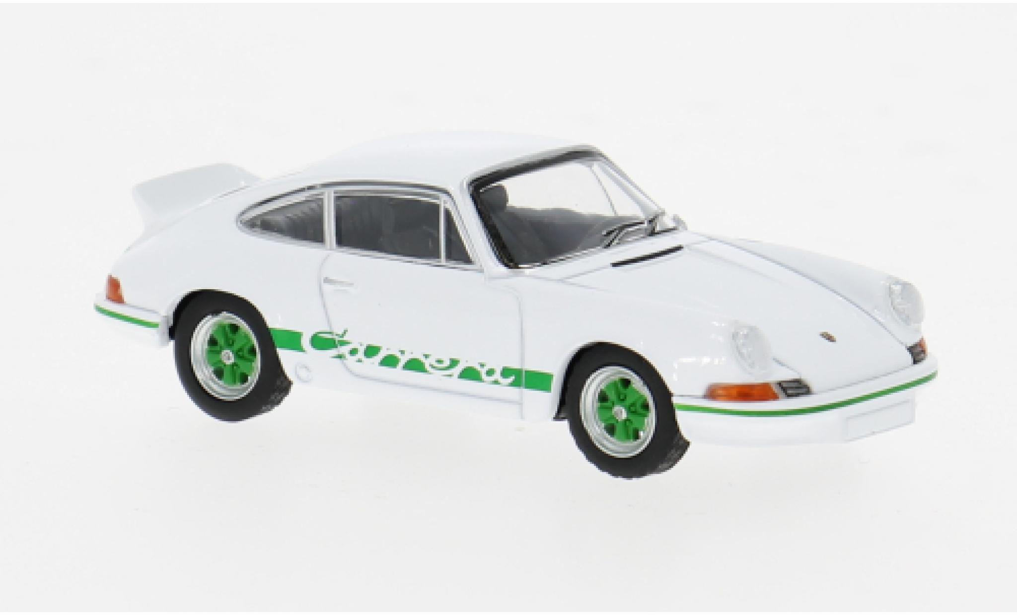 Porsche 911 1/64 Mini GT Carrera RS 2.7 wit/groen 1973 1:64 modelauto