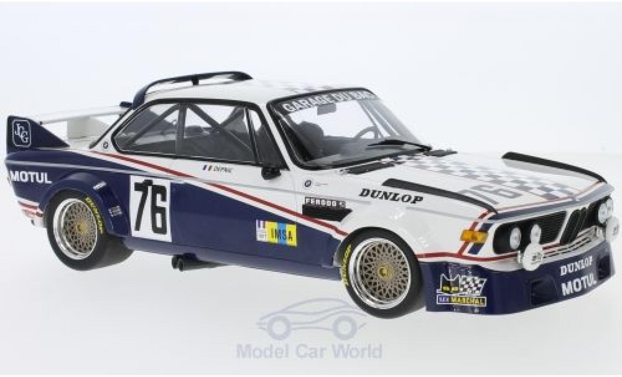 Bmw 3.0 S 1/18 Minichamps CSL No.76 Garage Du Bac 24h Le Mans 1977 Depnic/J.Coulon modelauto