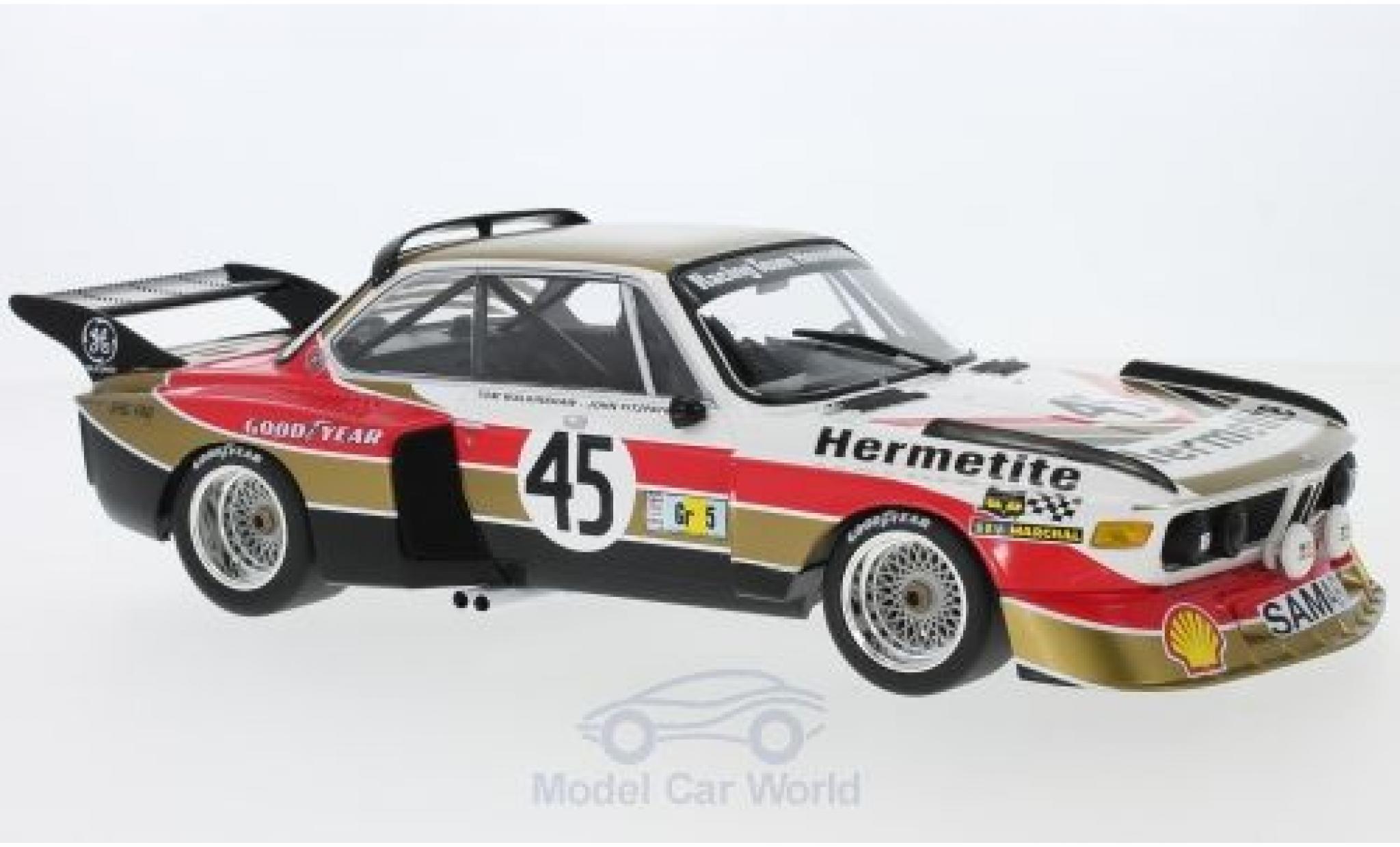Bmw 3.5 1/18 Minichamps CSL No.45 Hermetite Productions Ltd. 24h Le Mans 1976 J.Fitzpatrick/T.Walkinshaw modelauto